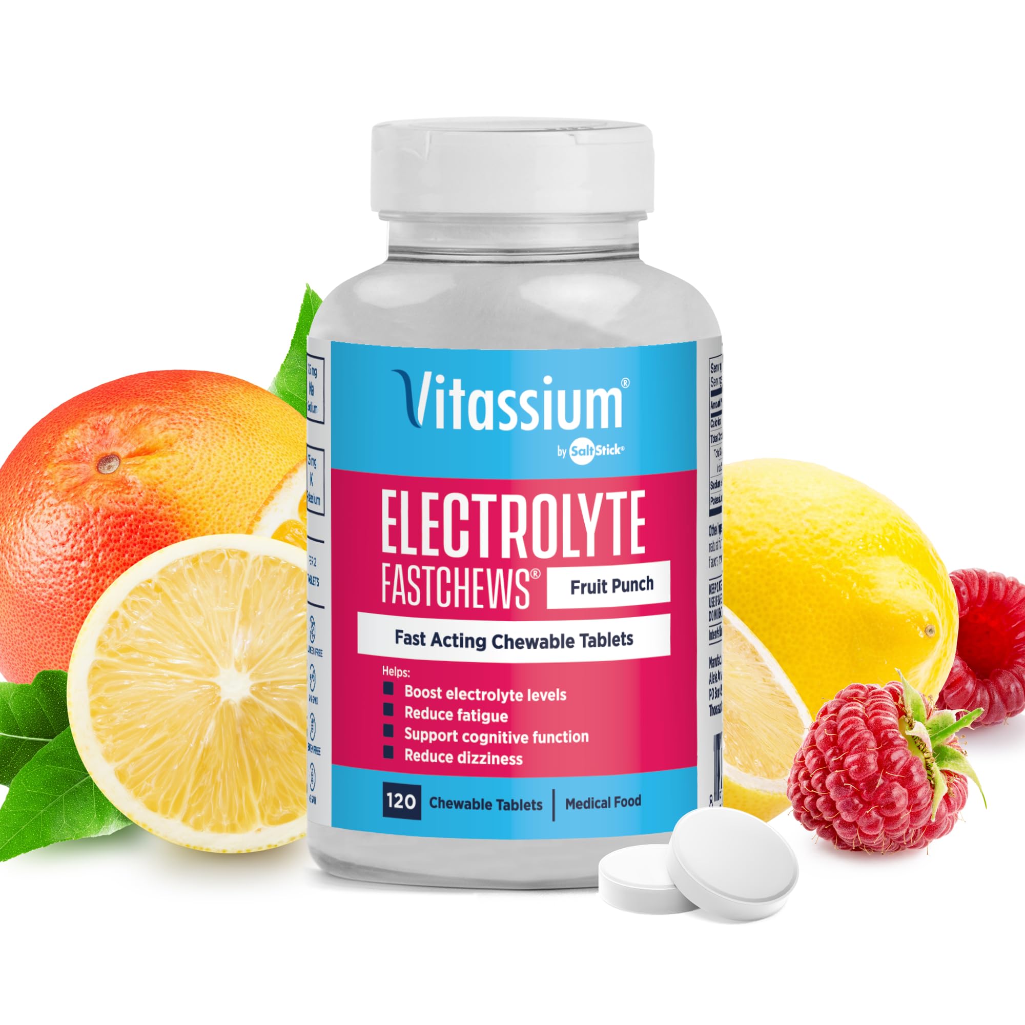 Vitassium FastChews chewable electrolyte tablets front view