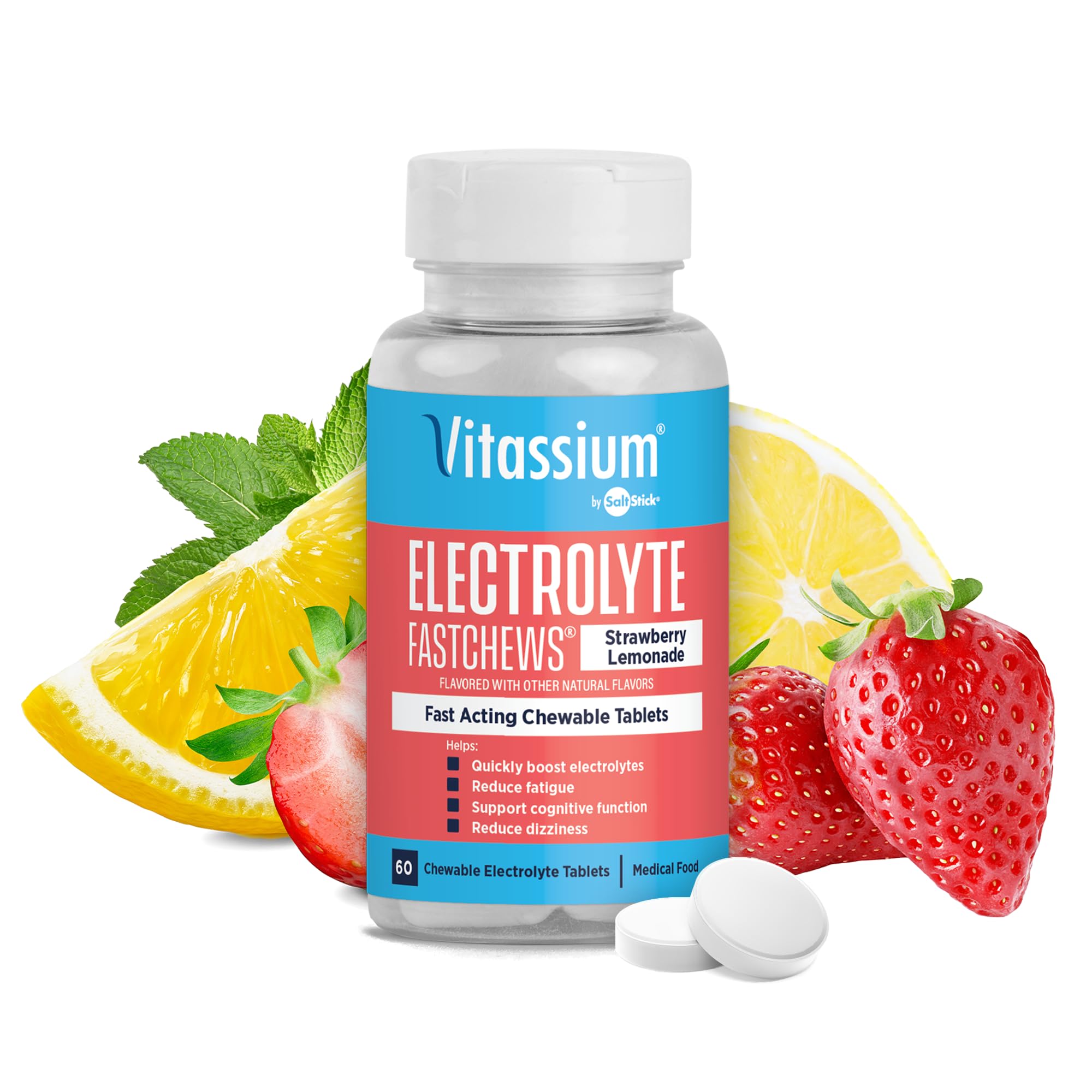 Vitassium FastChews chewable electrolyte tablets front view