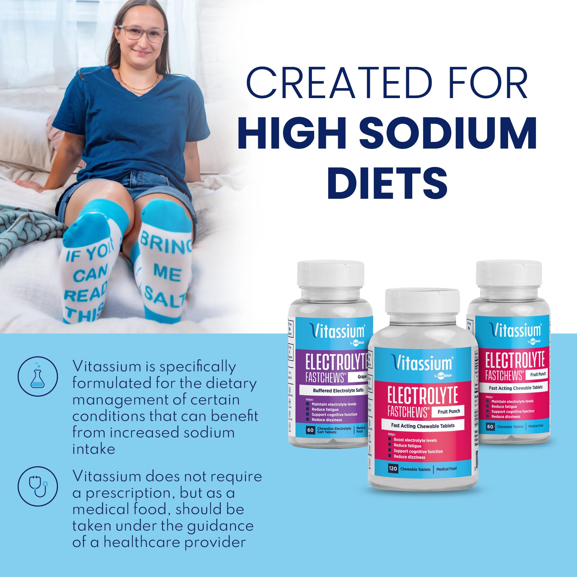 Vitassium FastChews chewable tablets in a bowl