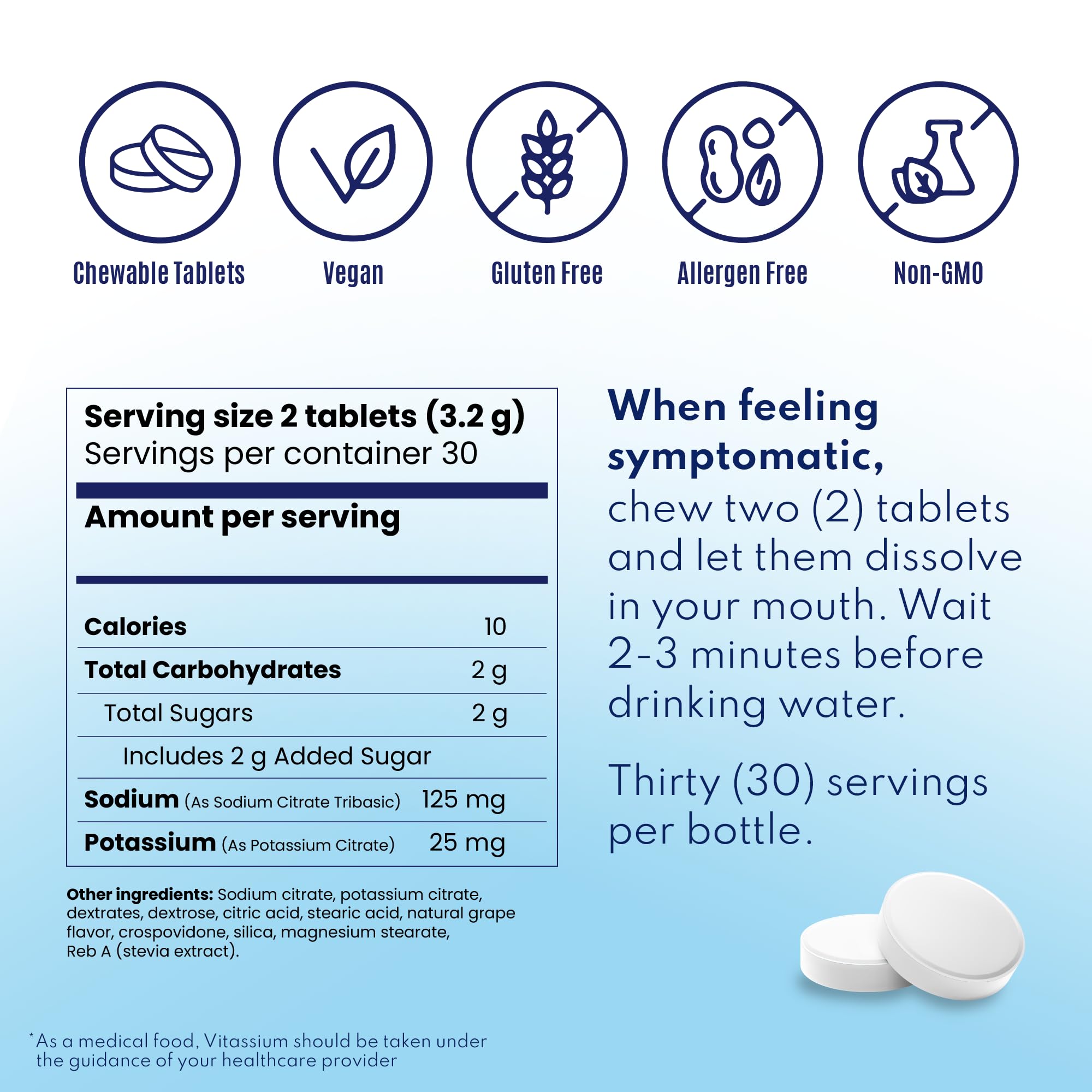 Vitassium FastChews chewable tablets on a kitchen counter