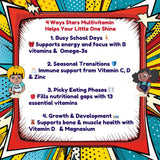 Vitastars Multivitamin Gummies displayed with fruits