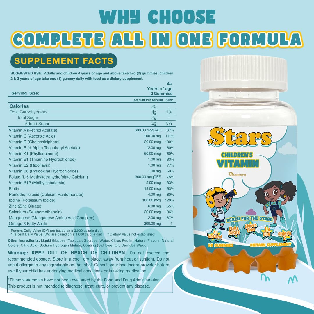 Vitastars Multivitamin Gummies open bottle with gummies visible