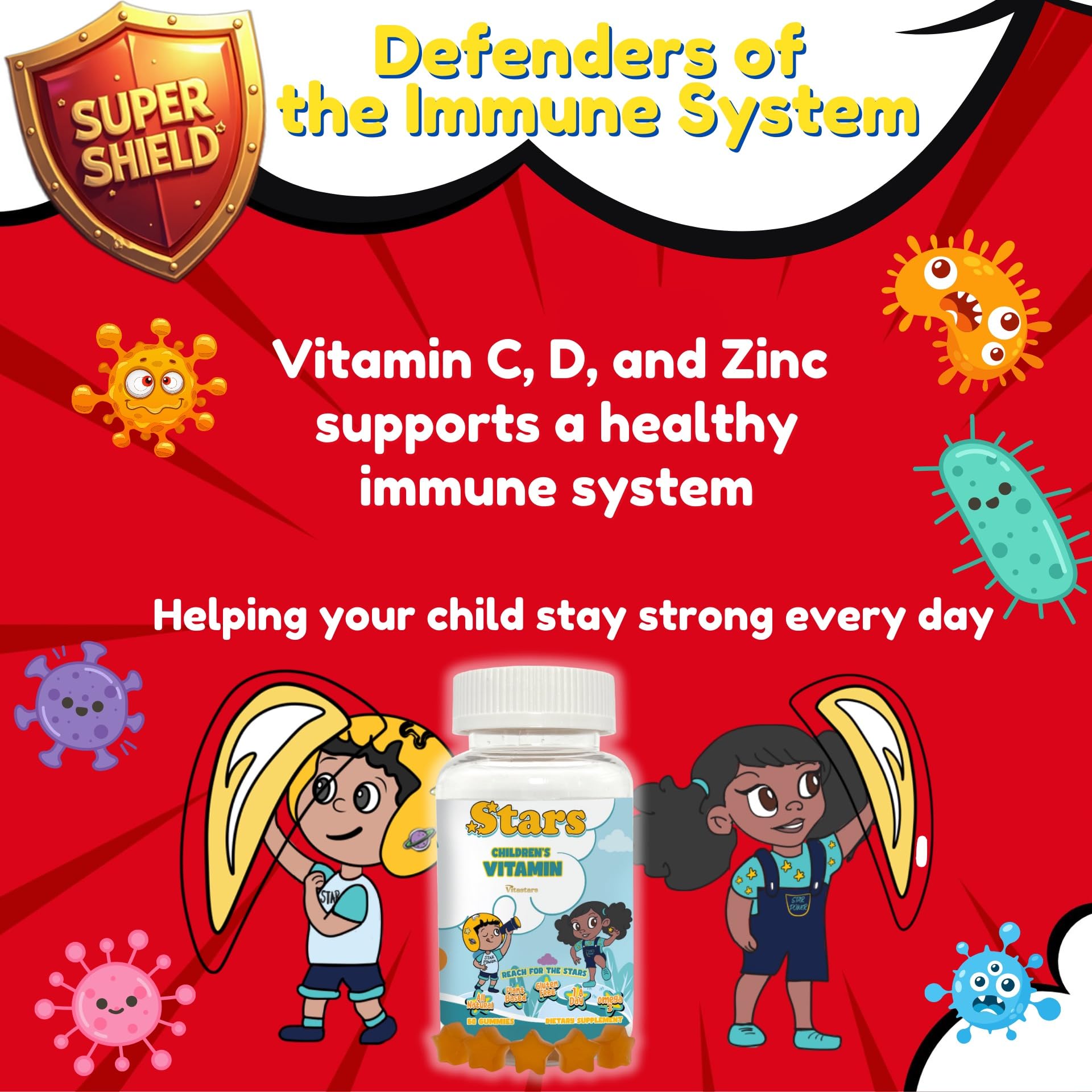 Vitastars Multivitamin Gummies star-shaped gummies in pineapple flavour