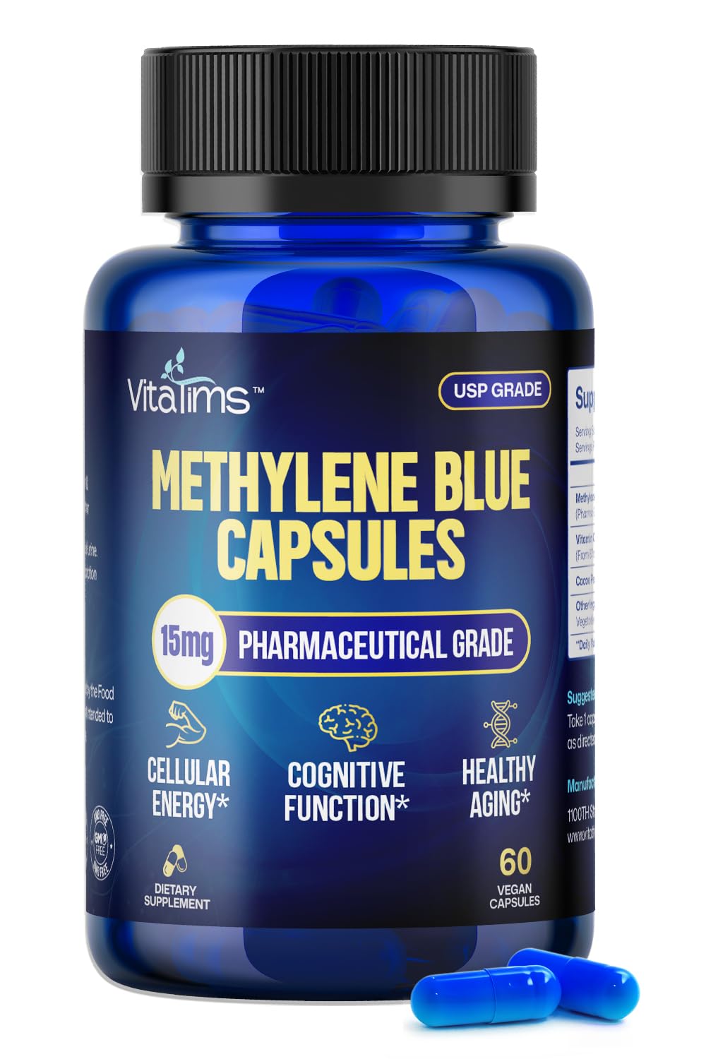 Vitatims Methylene Blue Capsules 15mg front view