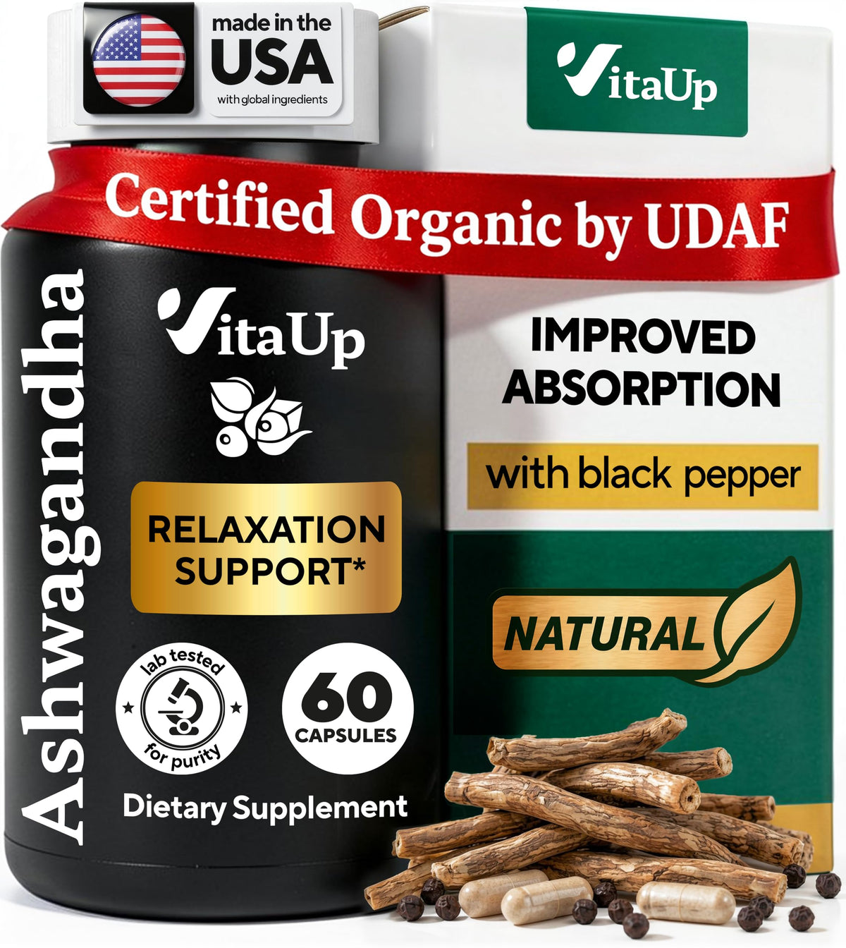 VitaUp Ashwagandha Capsules 1300mg front view