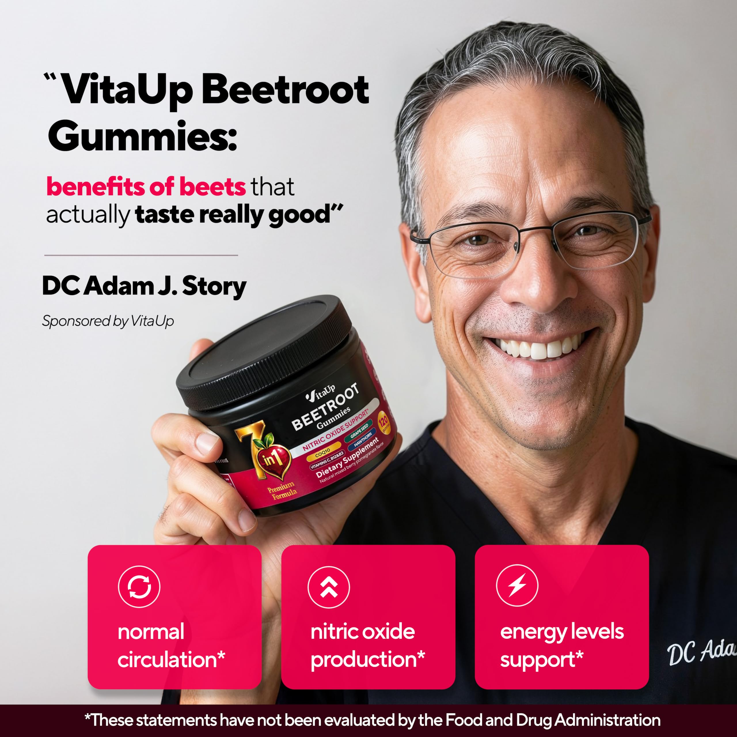 VitaUp Beet Root Gummies side view showing gummy texture