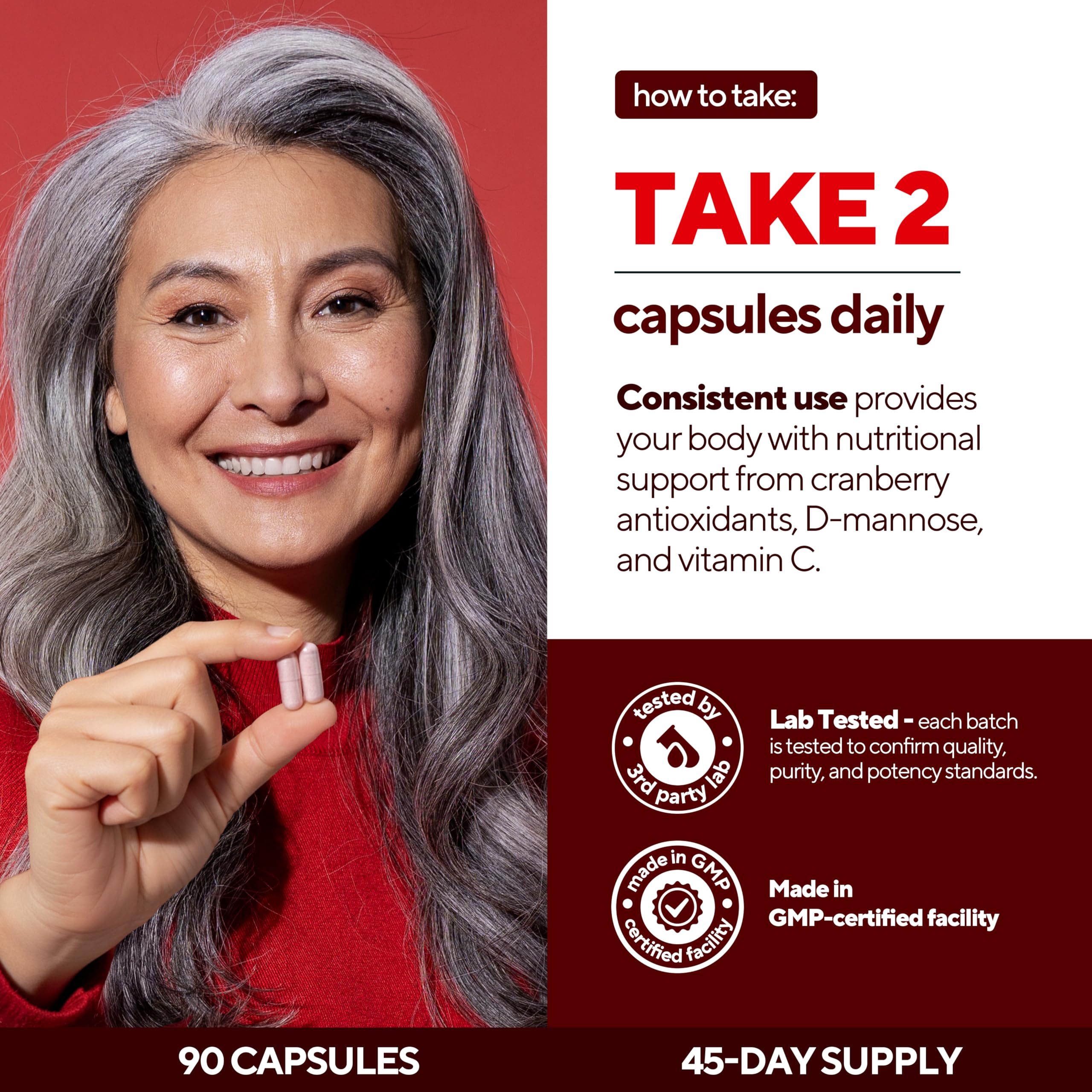 VitaUp Cranberry D-Mannose Capsules displayed with other supplements