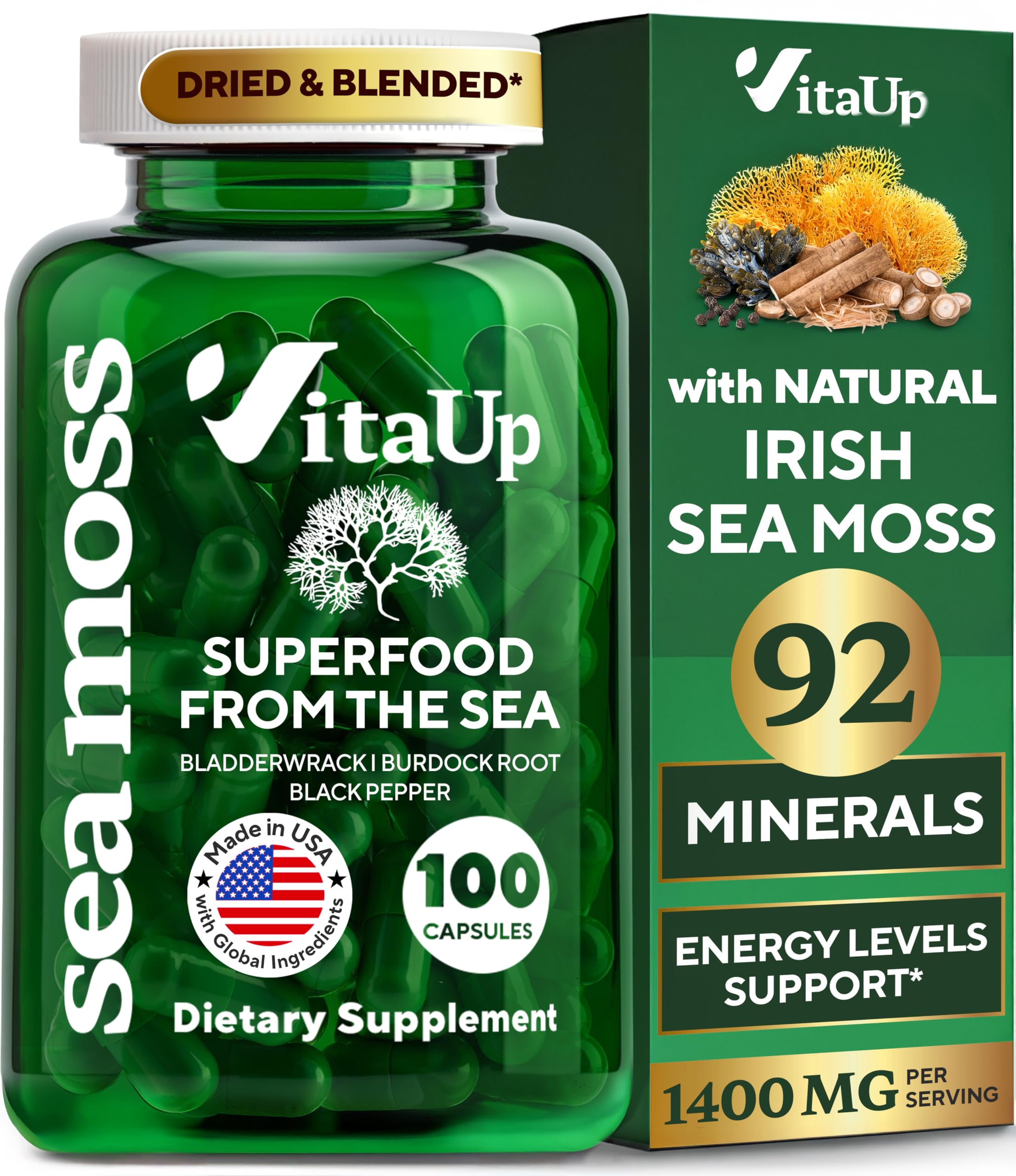 VitaUp Irish Sea Moss Capsules 500mg front view
