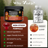 VitaUp Lion's Mane Gummies with fresh strawberries