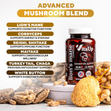 VitaUp Lion's Mane Mushroom Capsules side view showing capsule details