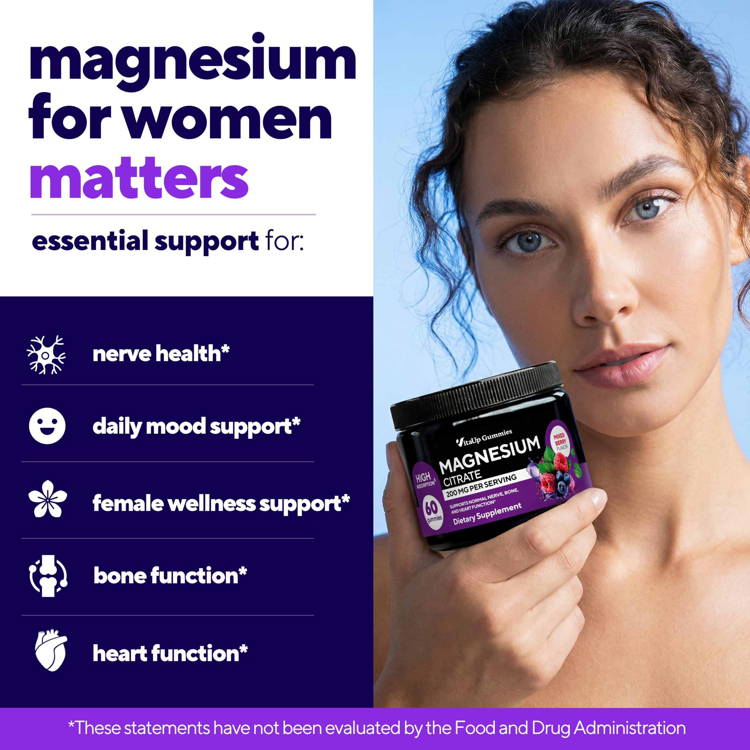 VitaUp Magnesium Gummies for Women gummy texture close-up