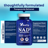 VitaUp NAD+ Supplement 500mg lifestyle scene with supplements