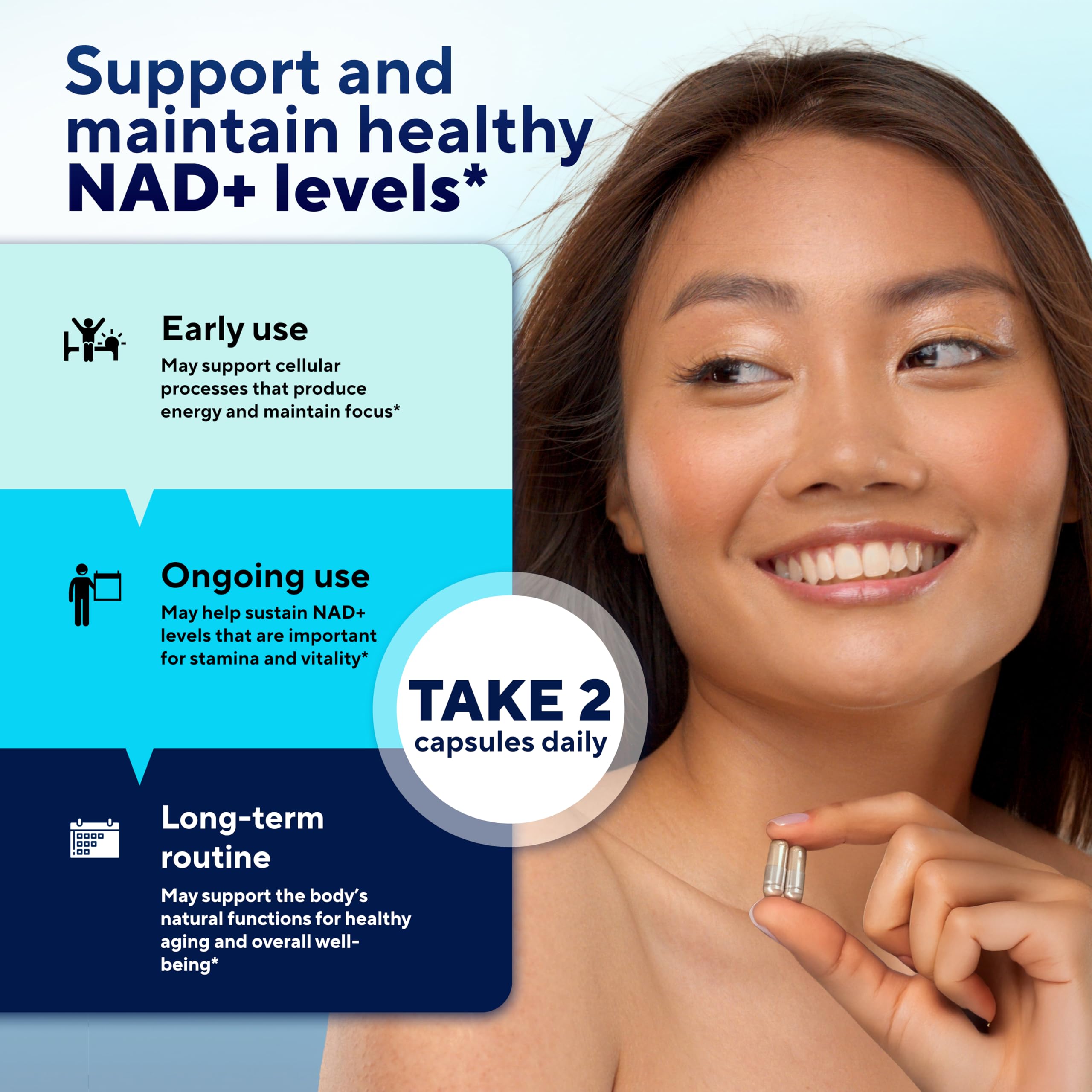 VitaUp NAD+ Supplement 500mg with nutritional information