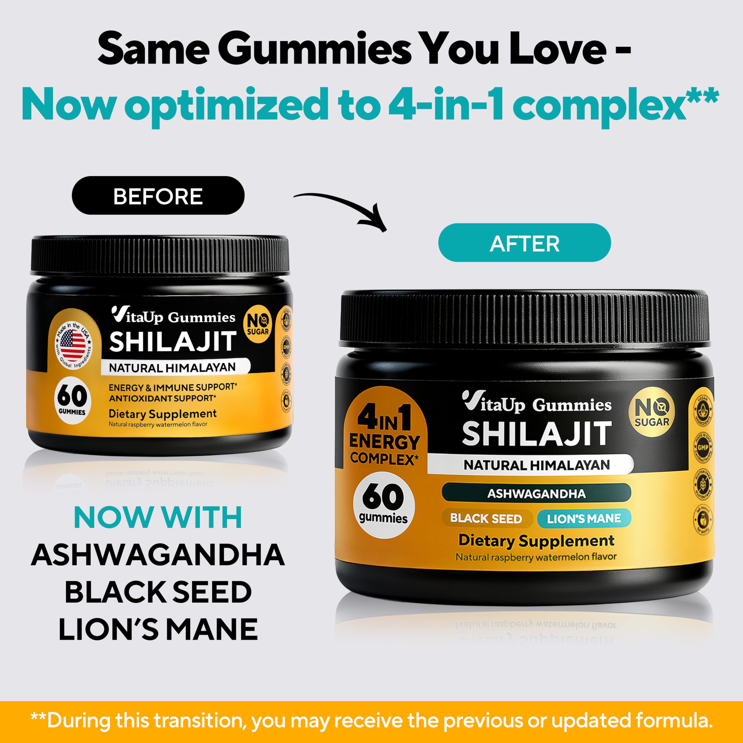 VitaUp Shilajit Gummies on a kitchen counter