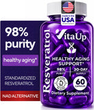 VitaUp Trans-Resveratrol Supplement 600mg capsules front view