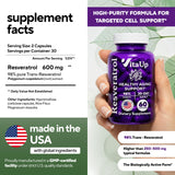 VitaUp Trans-Resveratrol Supplement 600mg capsules side view