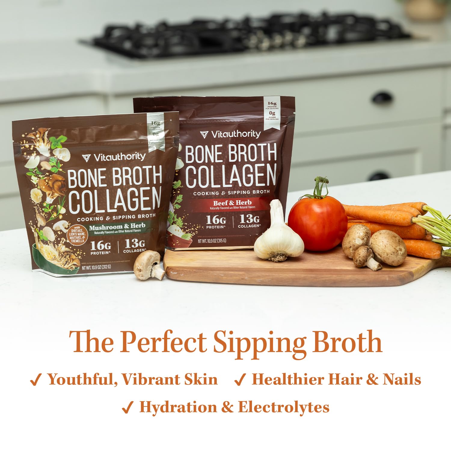 Vitauthority Bone Broth Collagen mixed in hot water
