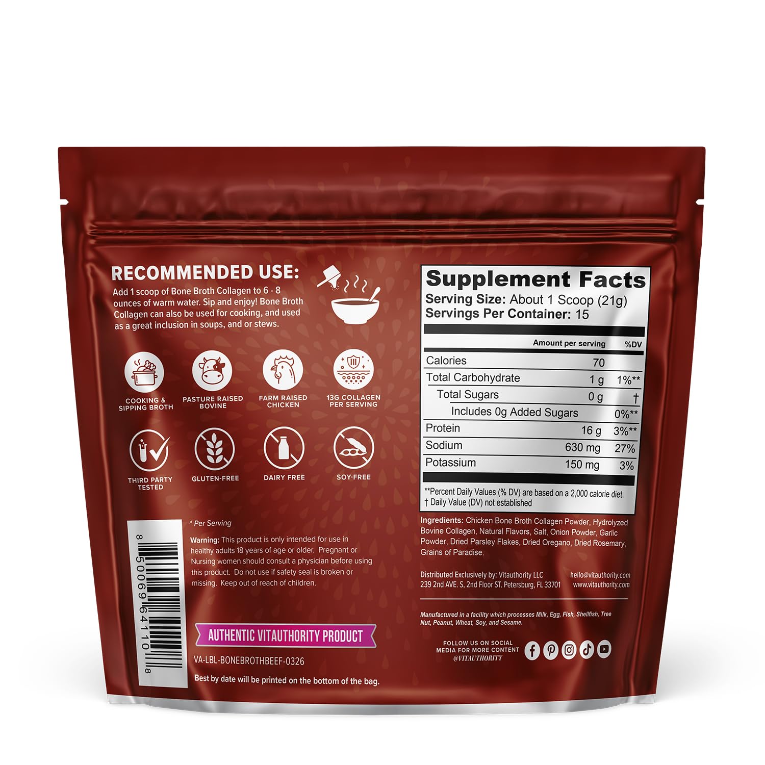Vitauthority Bone Broth Collagen on a kitchen counter