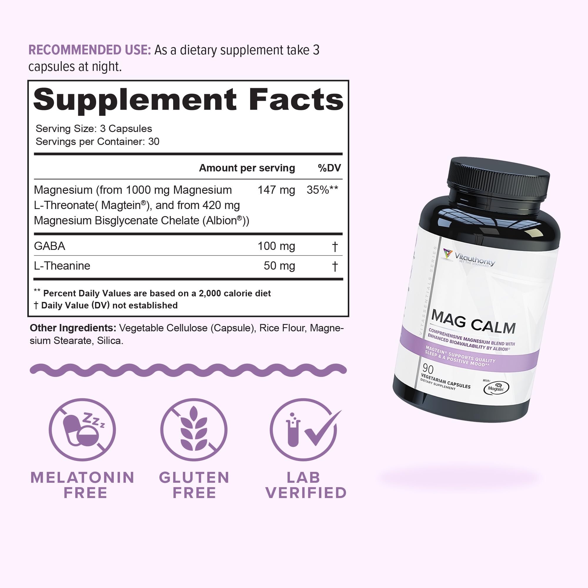 Vitauthority Mag Calm Magnesium Supplement side view