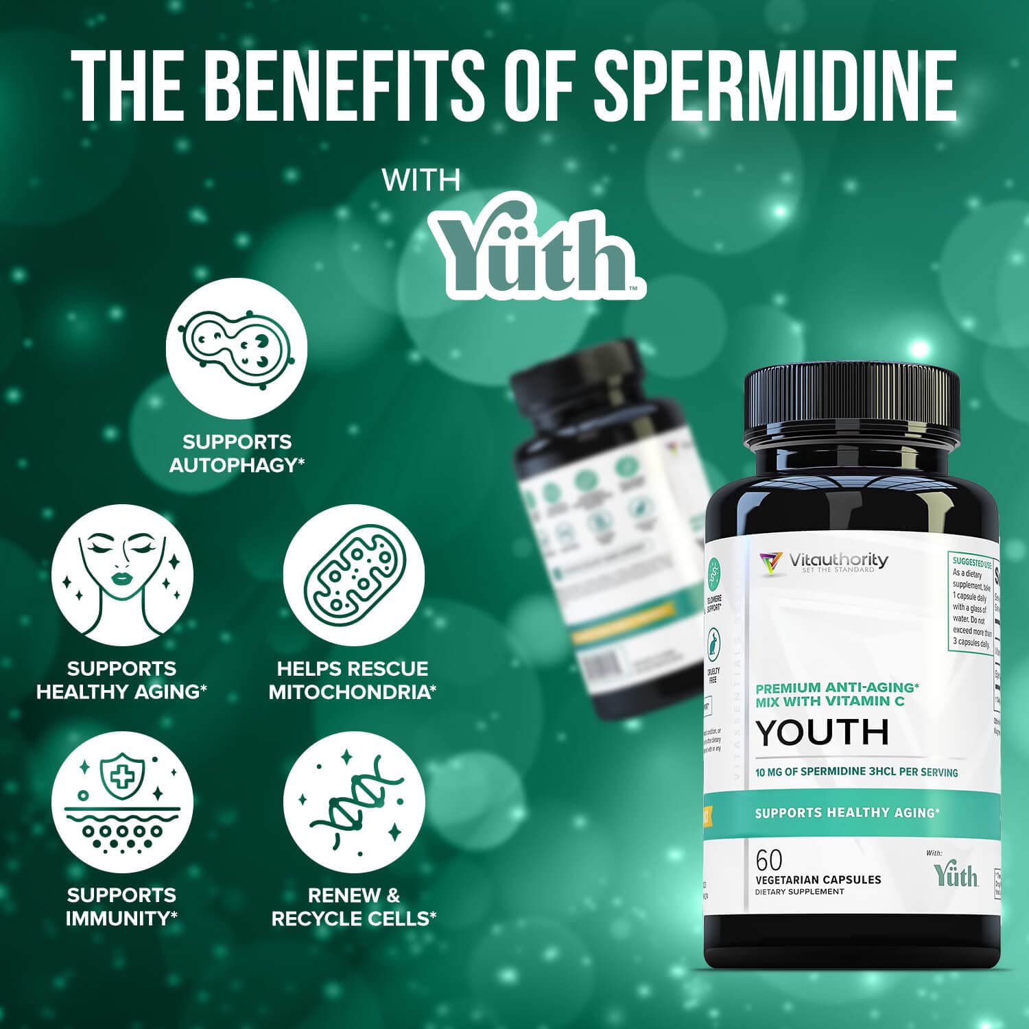 Vitauthority Spermidine 3HCL blended vitamin supplement packaging