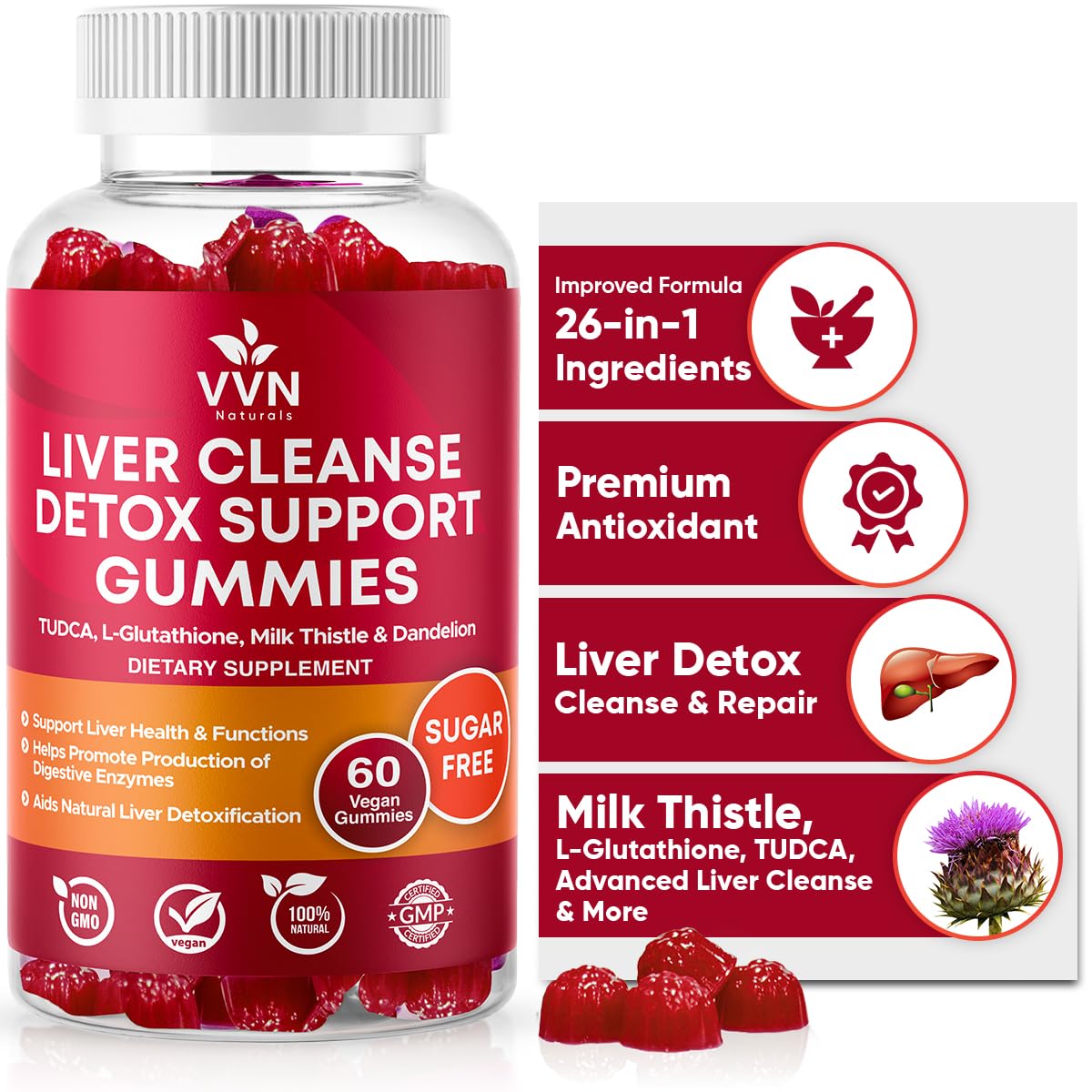 VitaVida Milk Thistle Gummies front view packaging