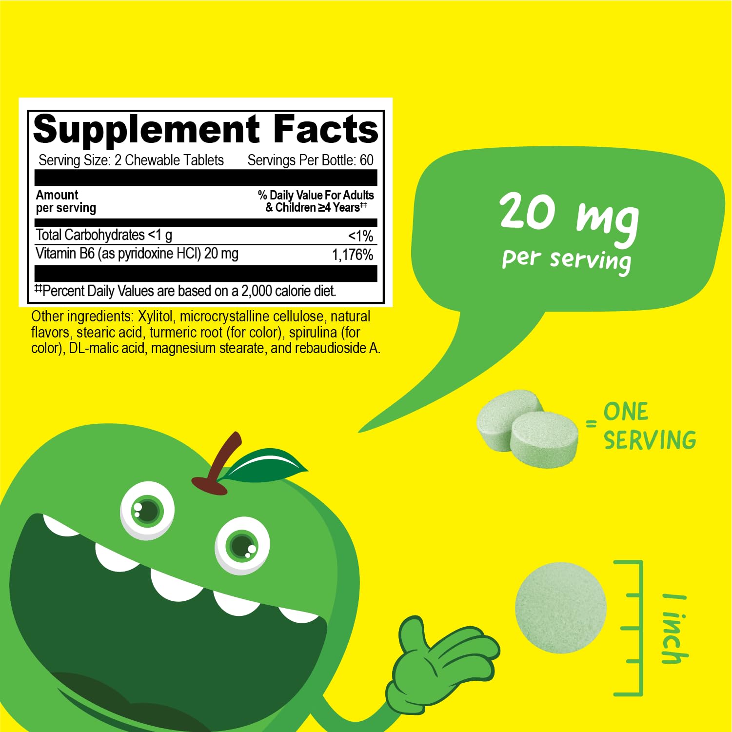 VitaWorks Vitamin B6 Chewable Tablets bottle with 120 count