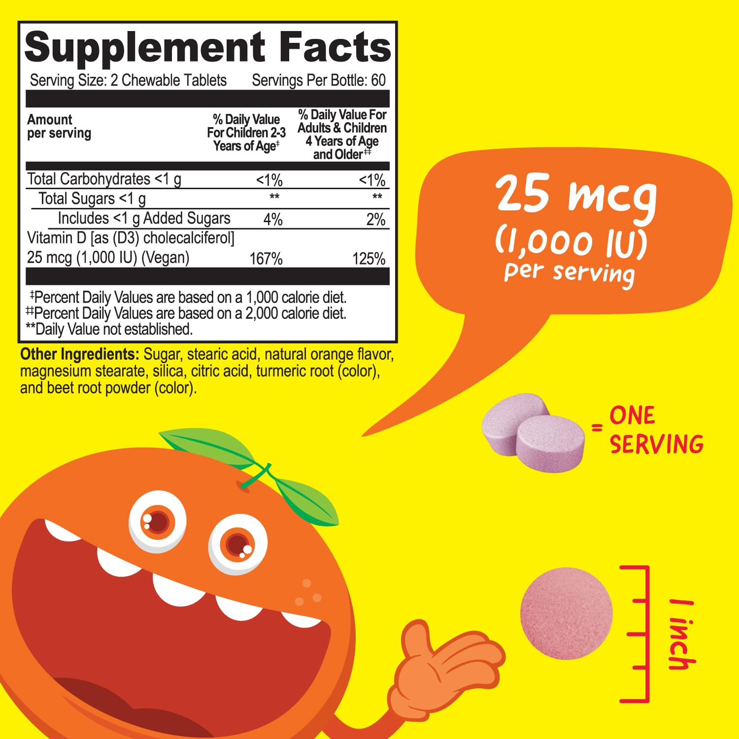 VitaWorks Vitamin D3 1000 IU chewable tablets bottle with label