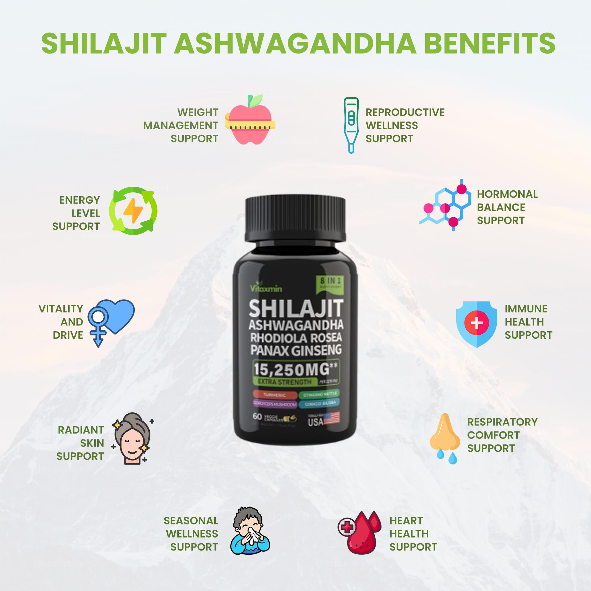vitaxmin Shilajit Ashwagandha Testosterone support back view