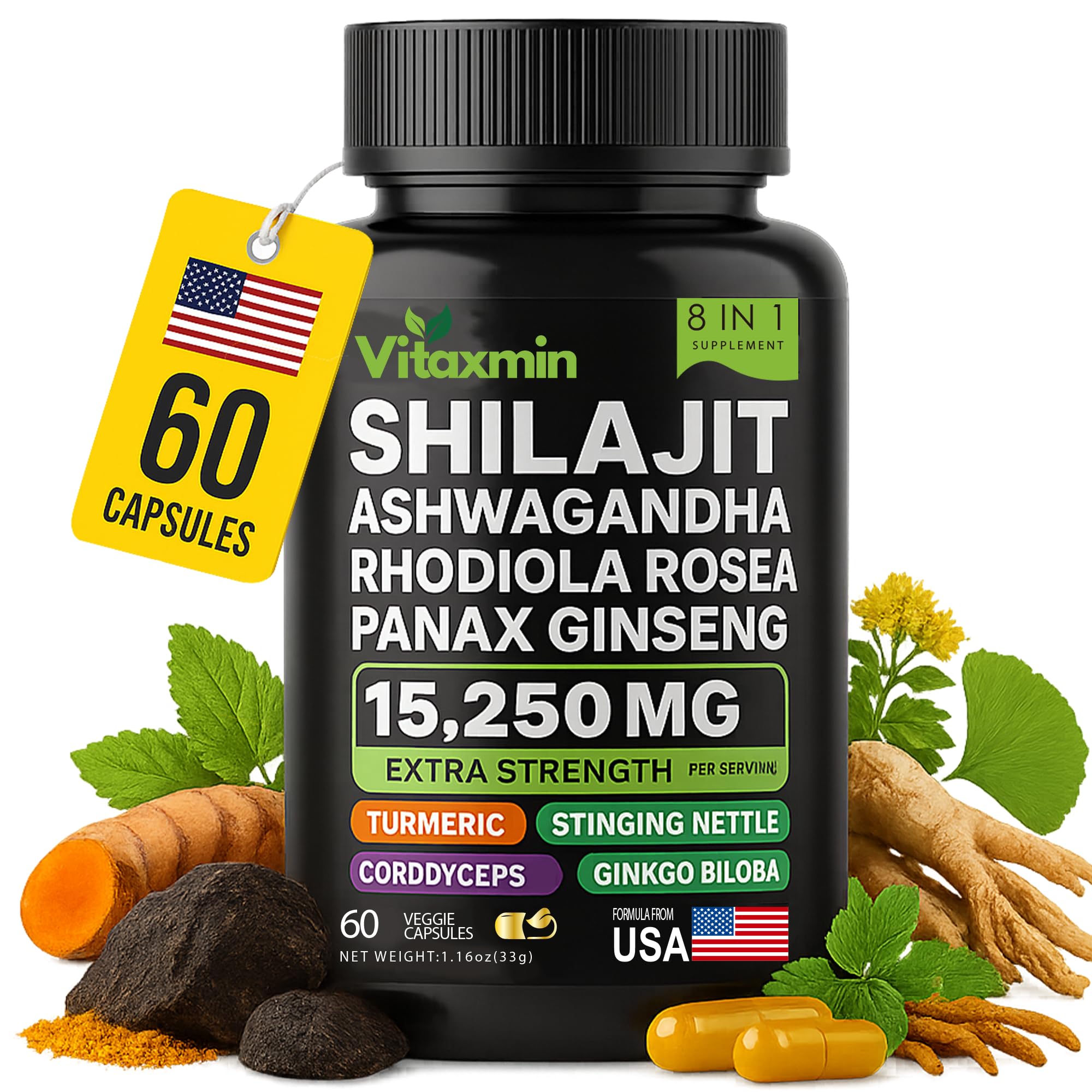 vitaxmin Shilajit Ashwagandha Testosterone support front view