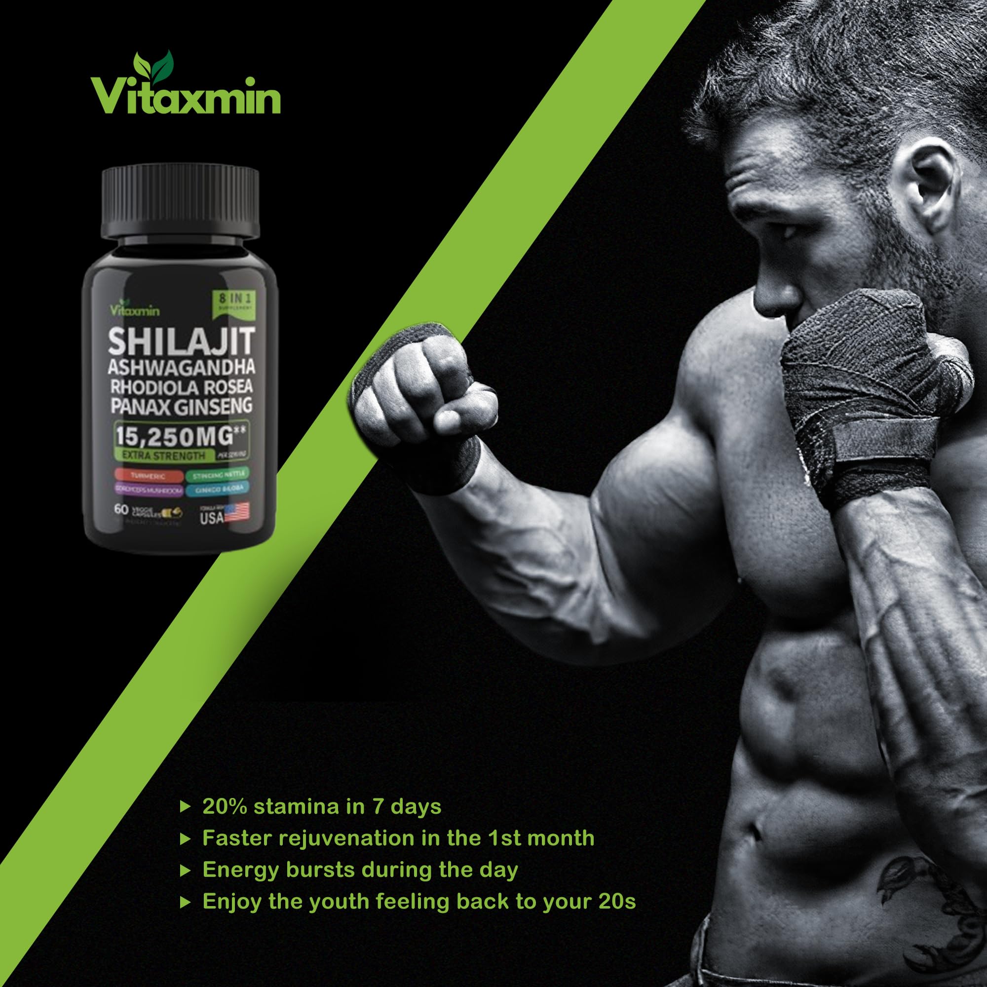 vitaxmin Shilajit Ashwagandha Testosterone support lifestyle scene