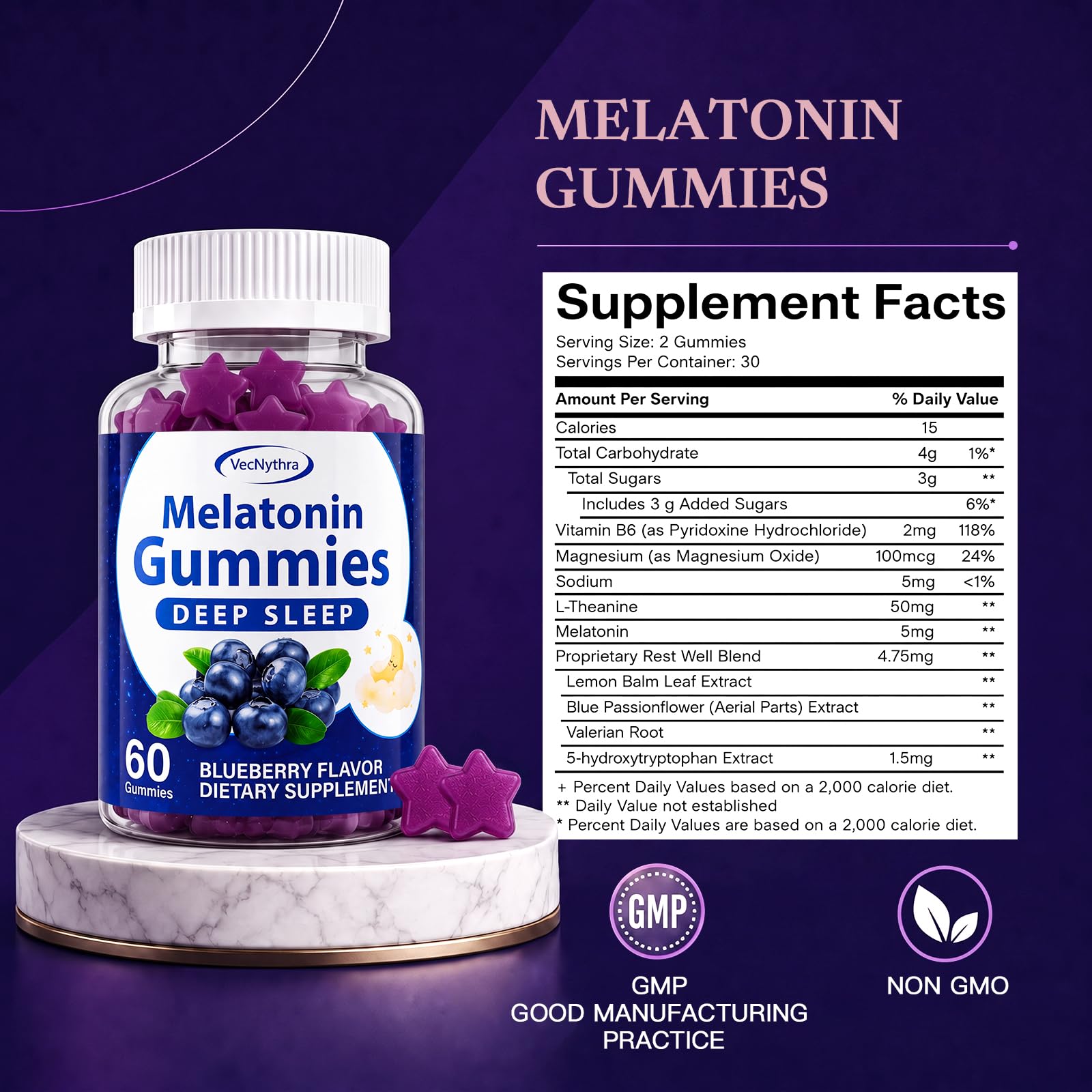 VitaYex Sleep Gummies 5mg Melatonin close-up of gummies
