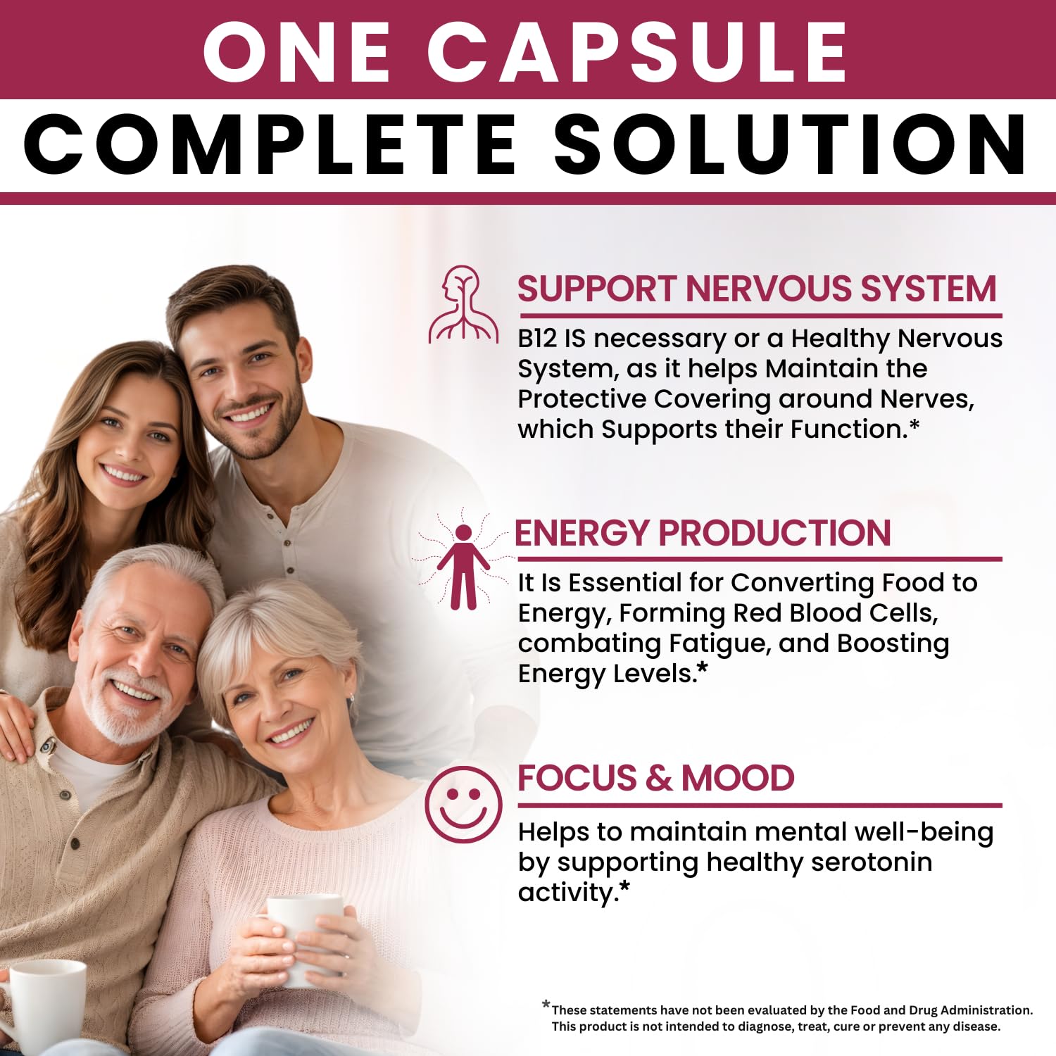 VITBOOST B12 Complex 25000 mcg capsules on a wooden surface