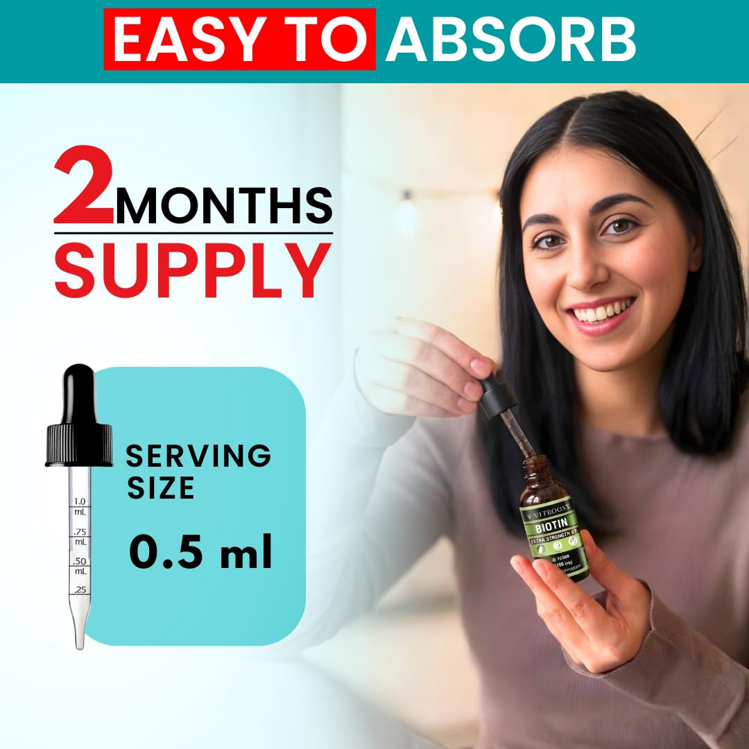 VITBOOST Biotin Liquid Drops packaging with 60 servings