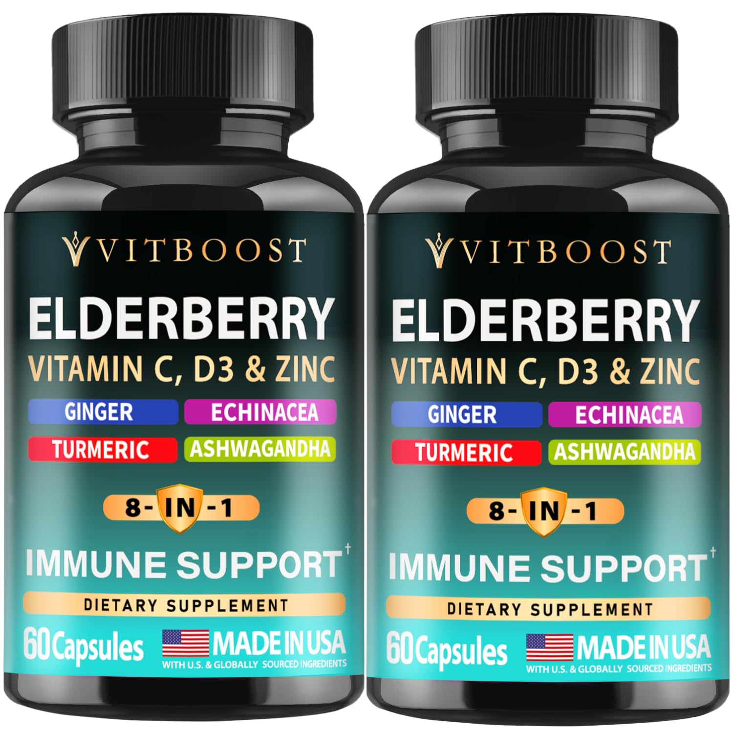 VITBOOST Elderberry Supplement front view with packaging
