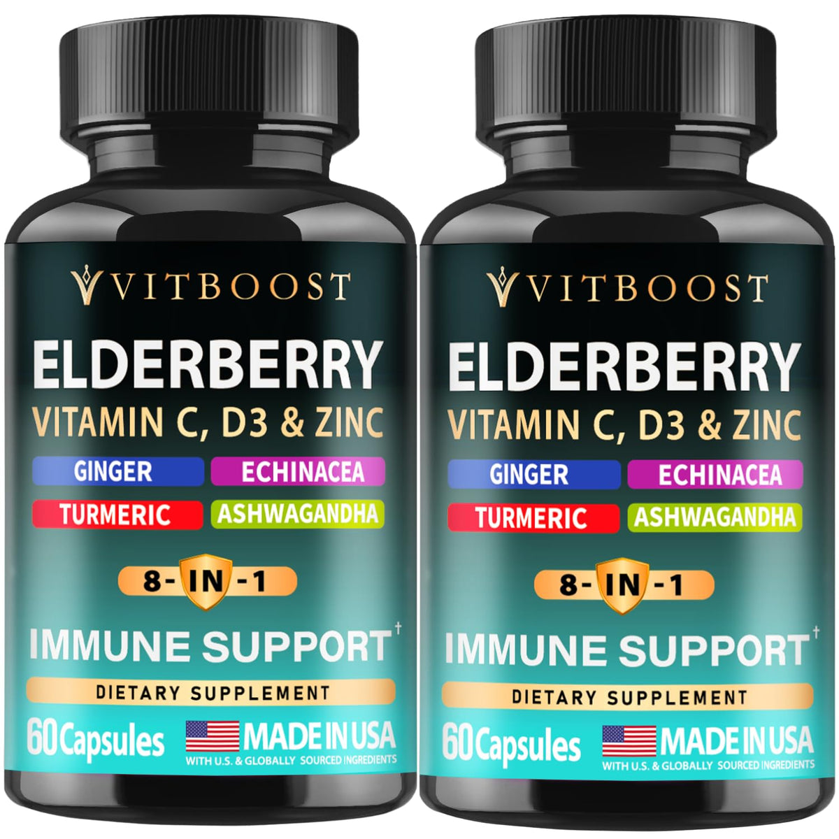 VITBOOST Elderberry Supplement front view with packaging