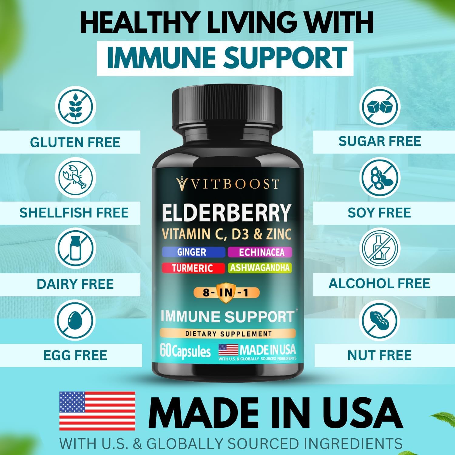 VITBOOST Elderberry Supplement side view of bottle