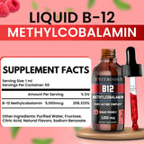 VITBOOST Vegan Liquid B-12 Raspberry 136g bottle side view