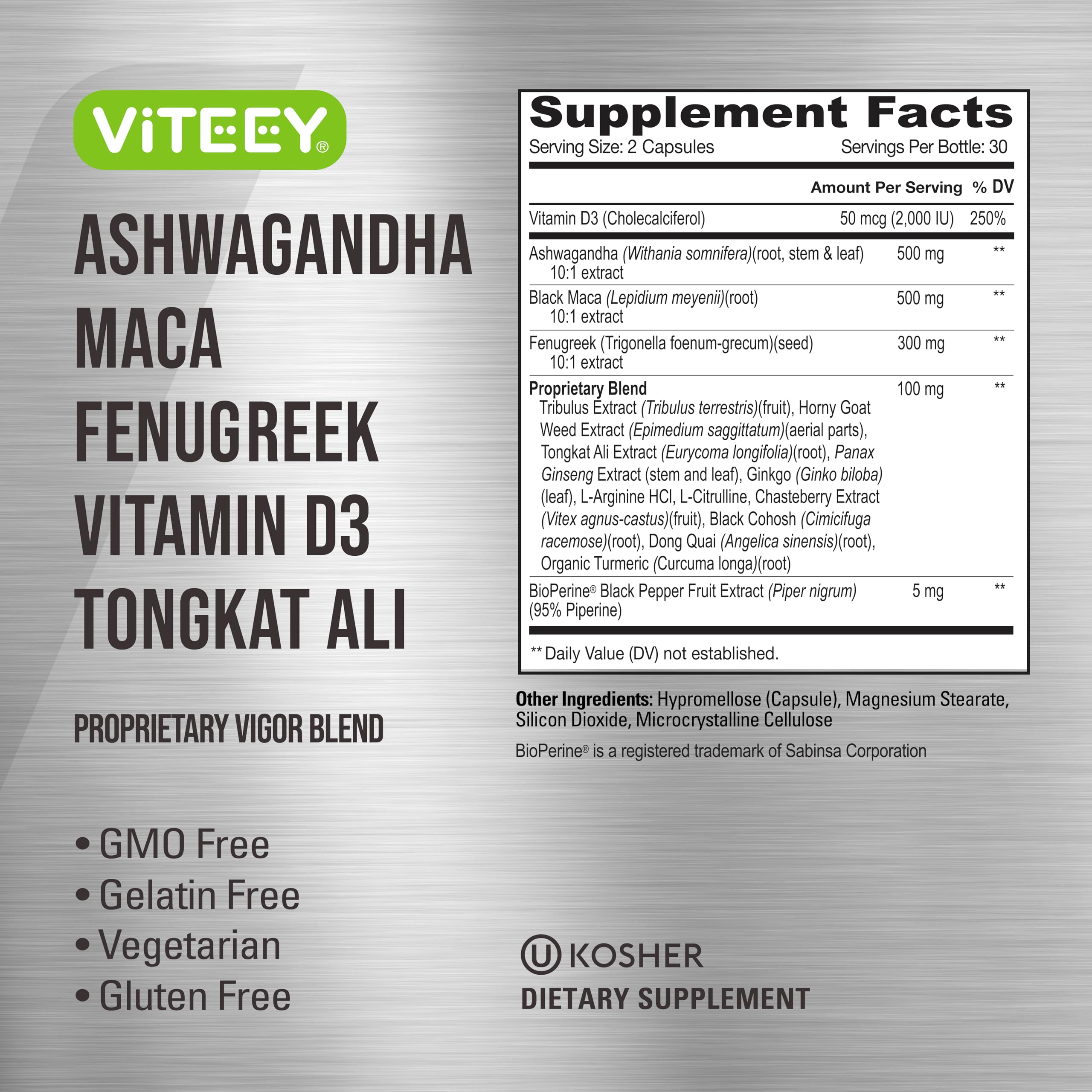 Viteey Ashwagandha Capsules with a measuring spoon