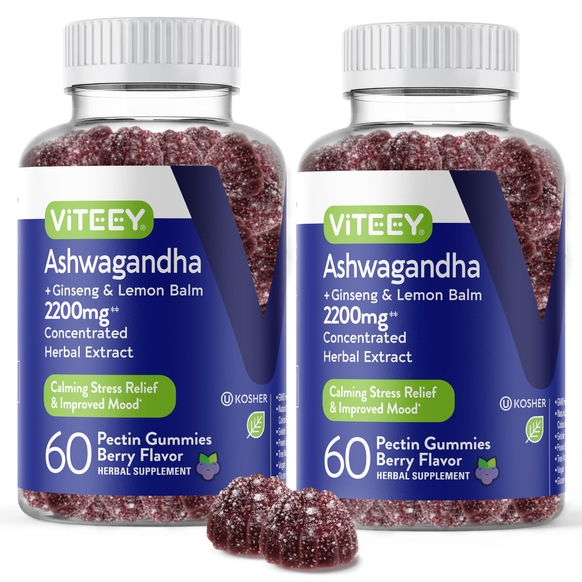 Viteey Ashwagandha Gummy Supplements 120 Gummies front view