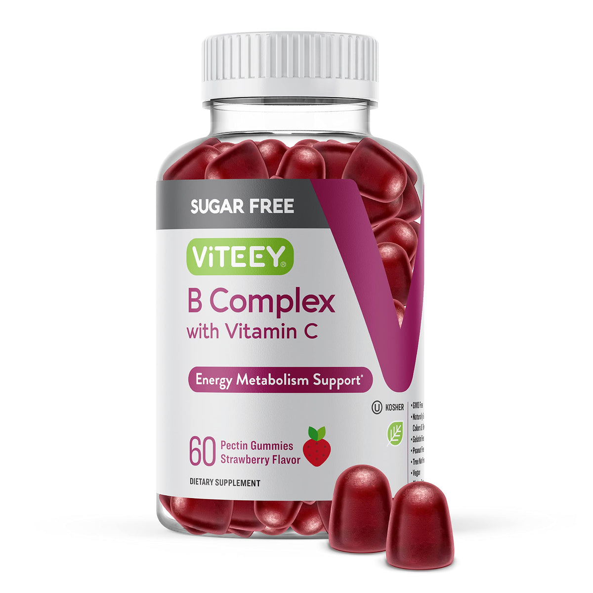 Viteey B-Complex Gummies 60 count strawberry flavour front view