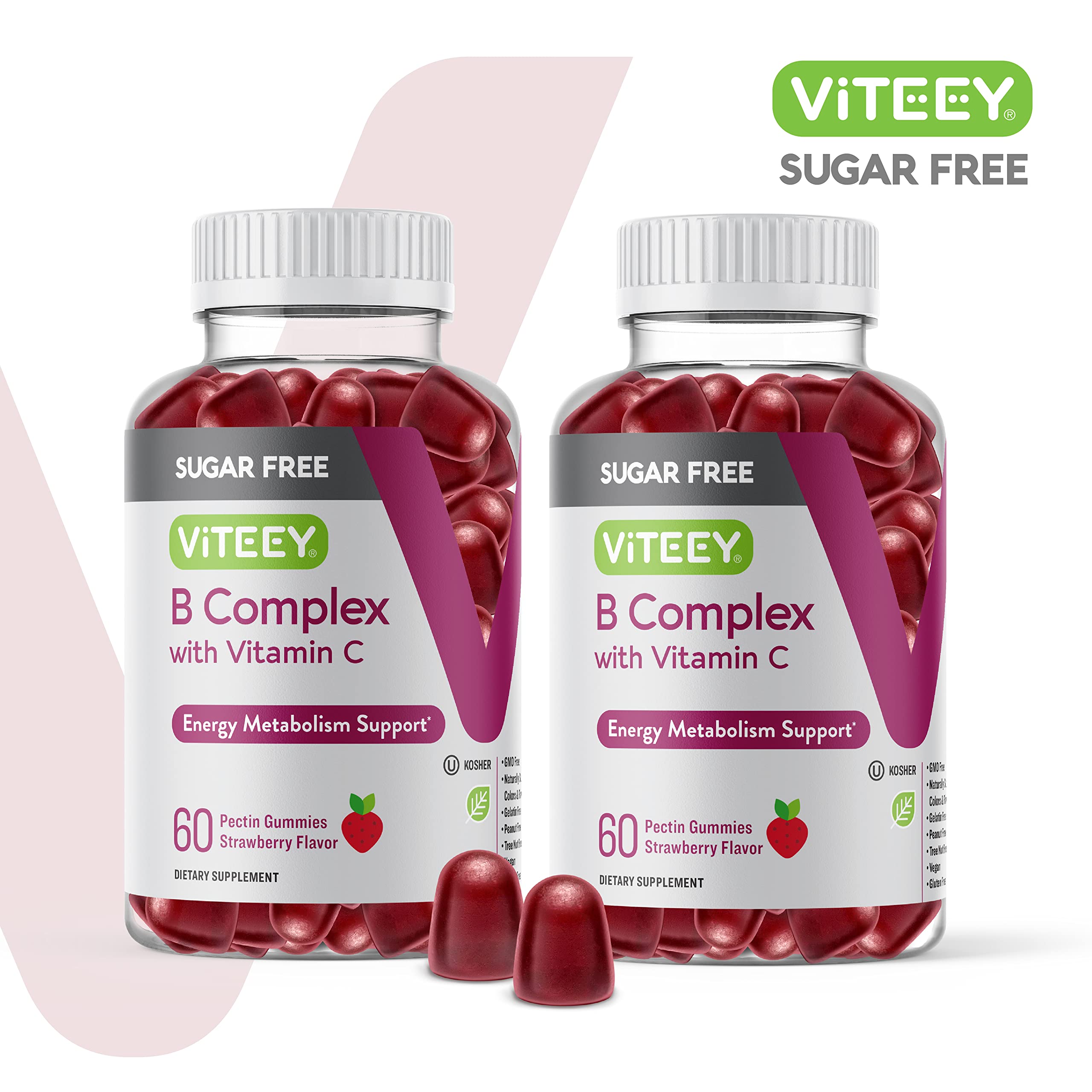Viteey B-Complex Gummies showing strawberry flavour