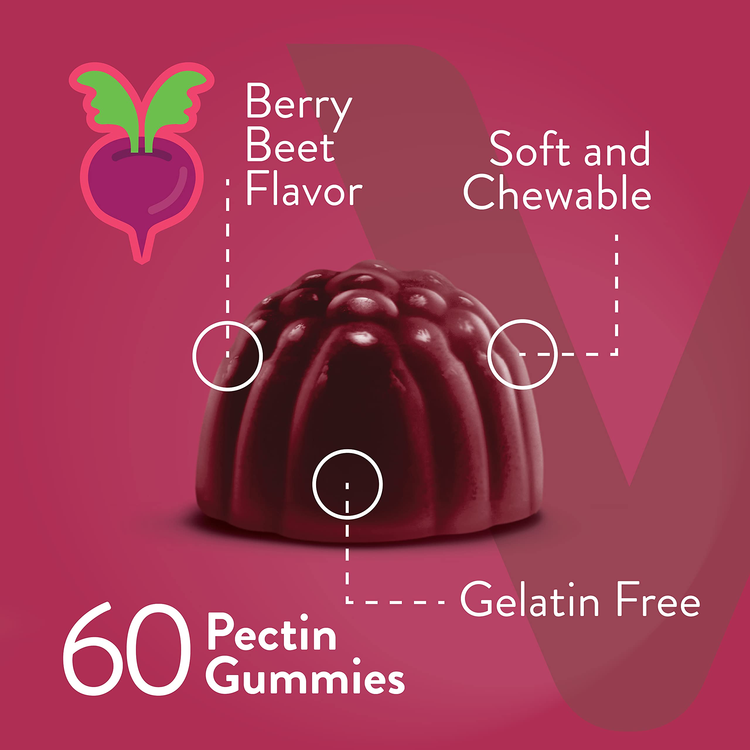 Viteey Beet Root Gummies berry flavour close-up