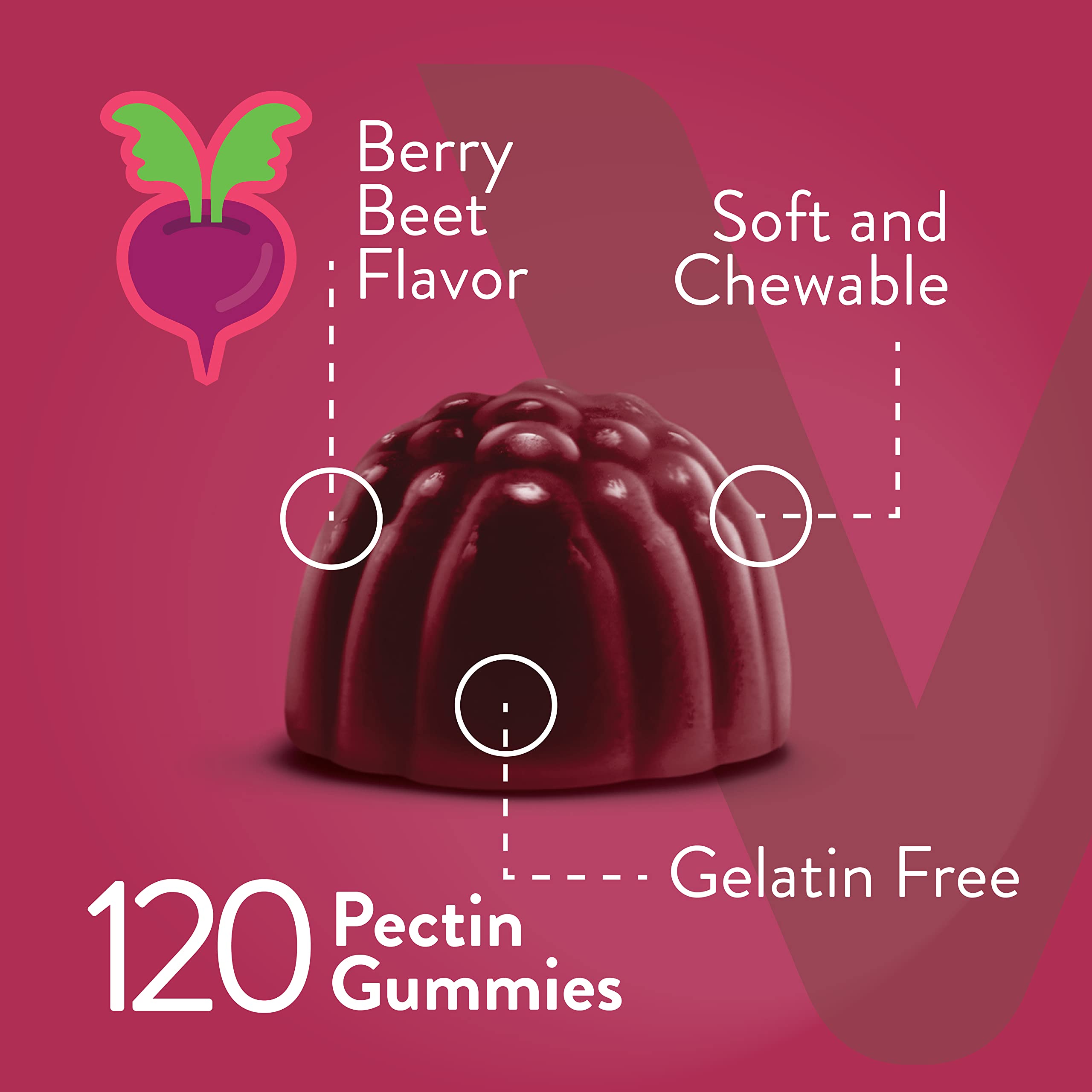 Viteey Beetroot Gummies berry flavour gummies close-up