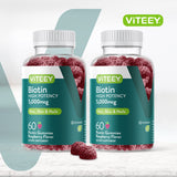 Viteey Biotin Gummies bottle side view showing nutritional information