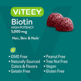 Viteey Biotin Gummies ingredients list on packaging
