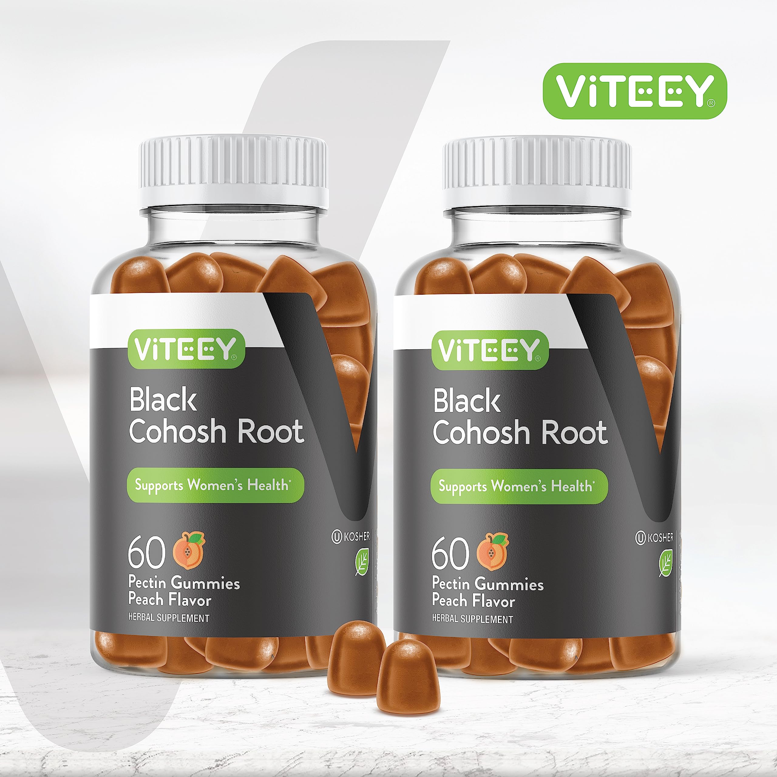 Viteey Black Cohosh Gummies raspberry flavour close-up
