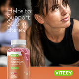 Viteey Calcium Gummies on a kitchen counter