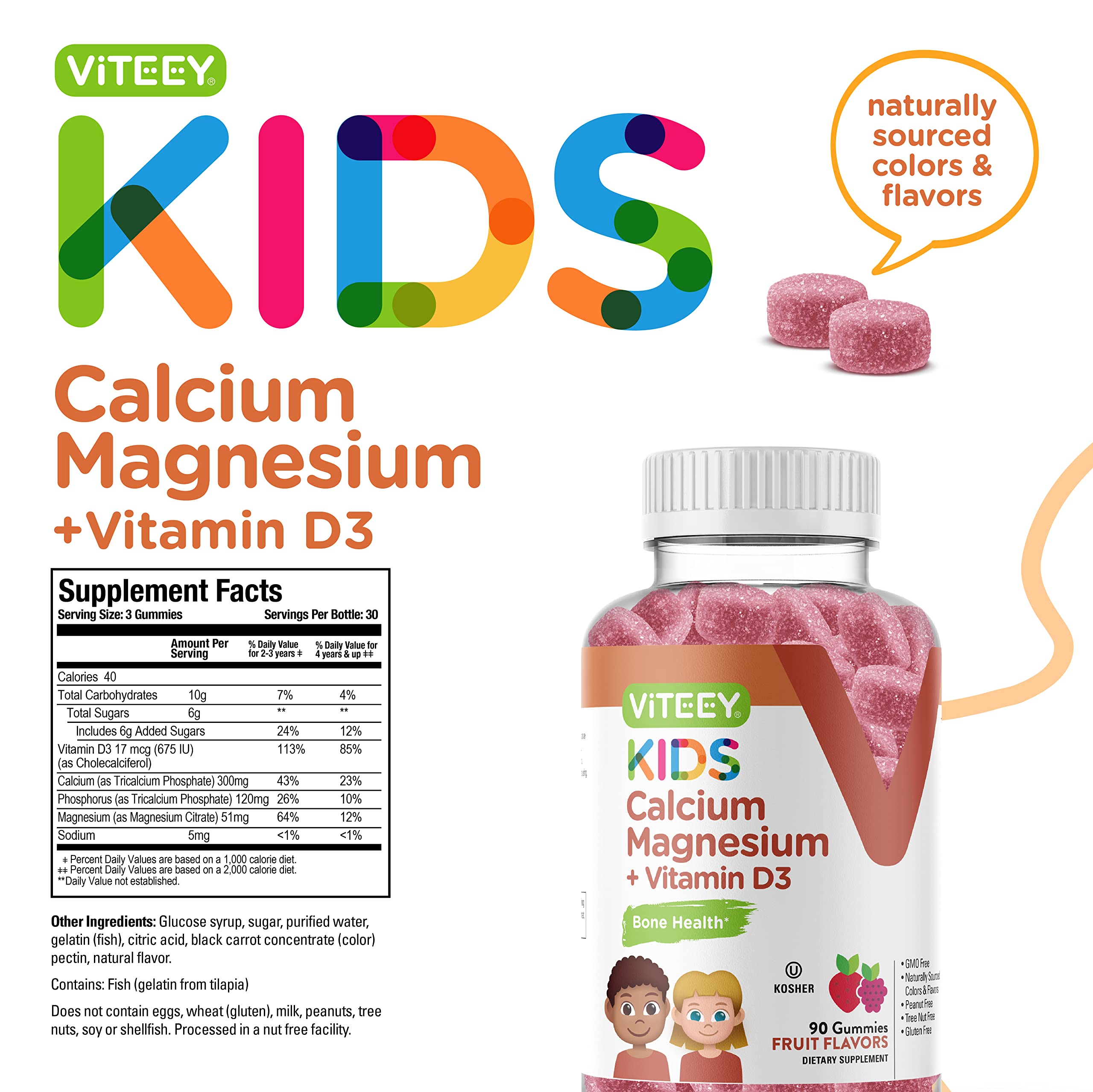 Viteey Calcium Gummies packaging side view