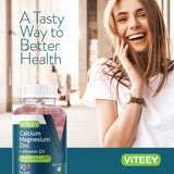 Viteey Calcium Magnesium Zinc Gummies with fresh raspberries