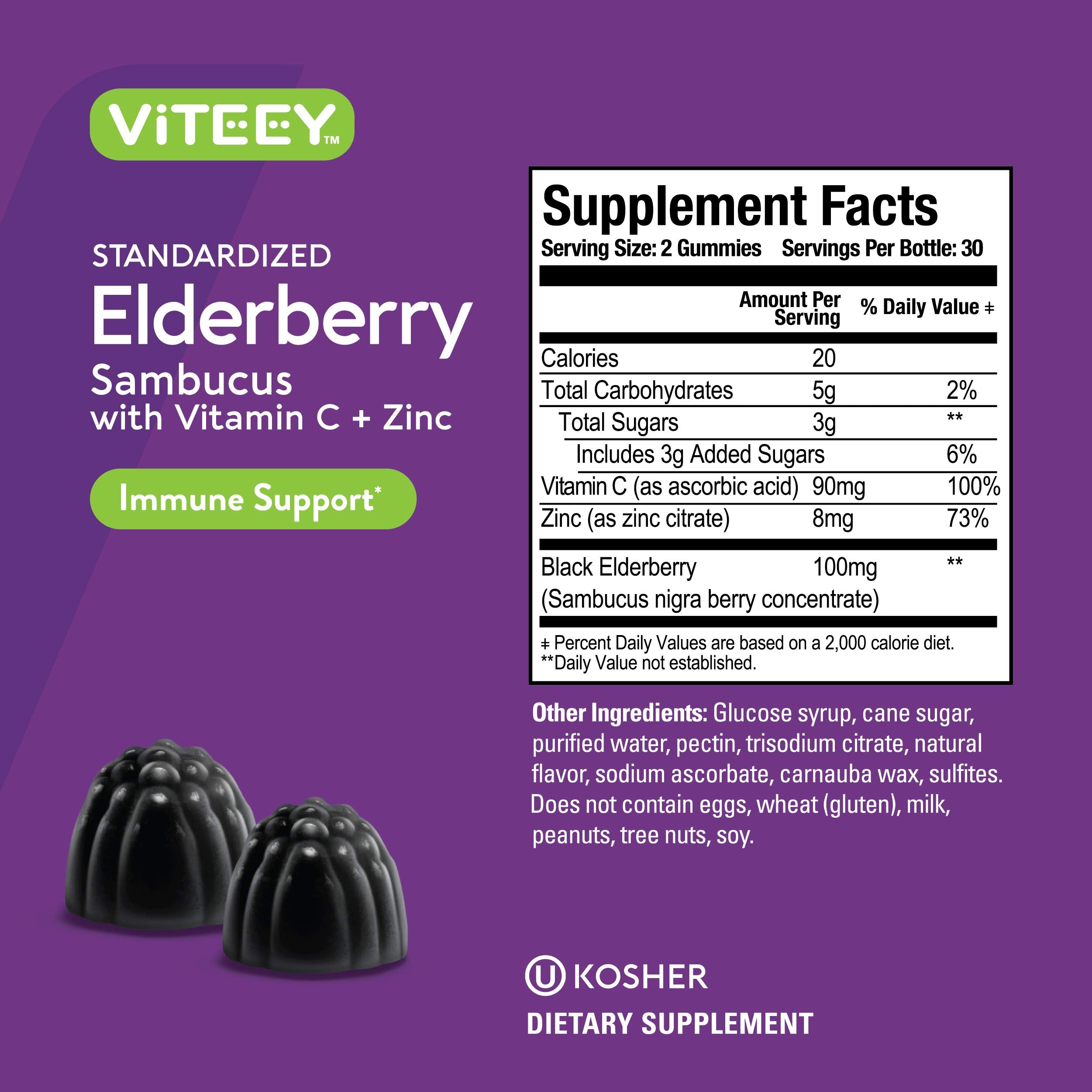 Viteey Elderberry Gummies nutritional information